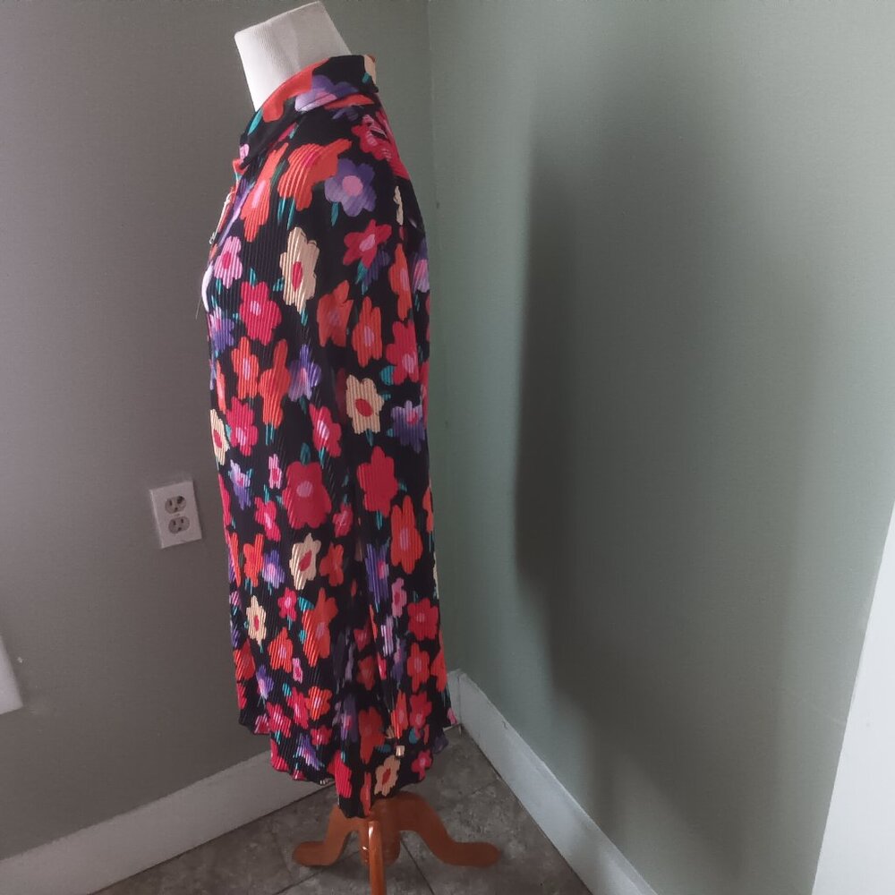 Bright Floral Mini Shirt Dress Tunic L Large - Picture 4 of 5